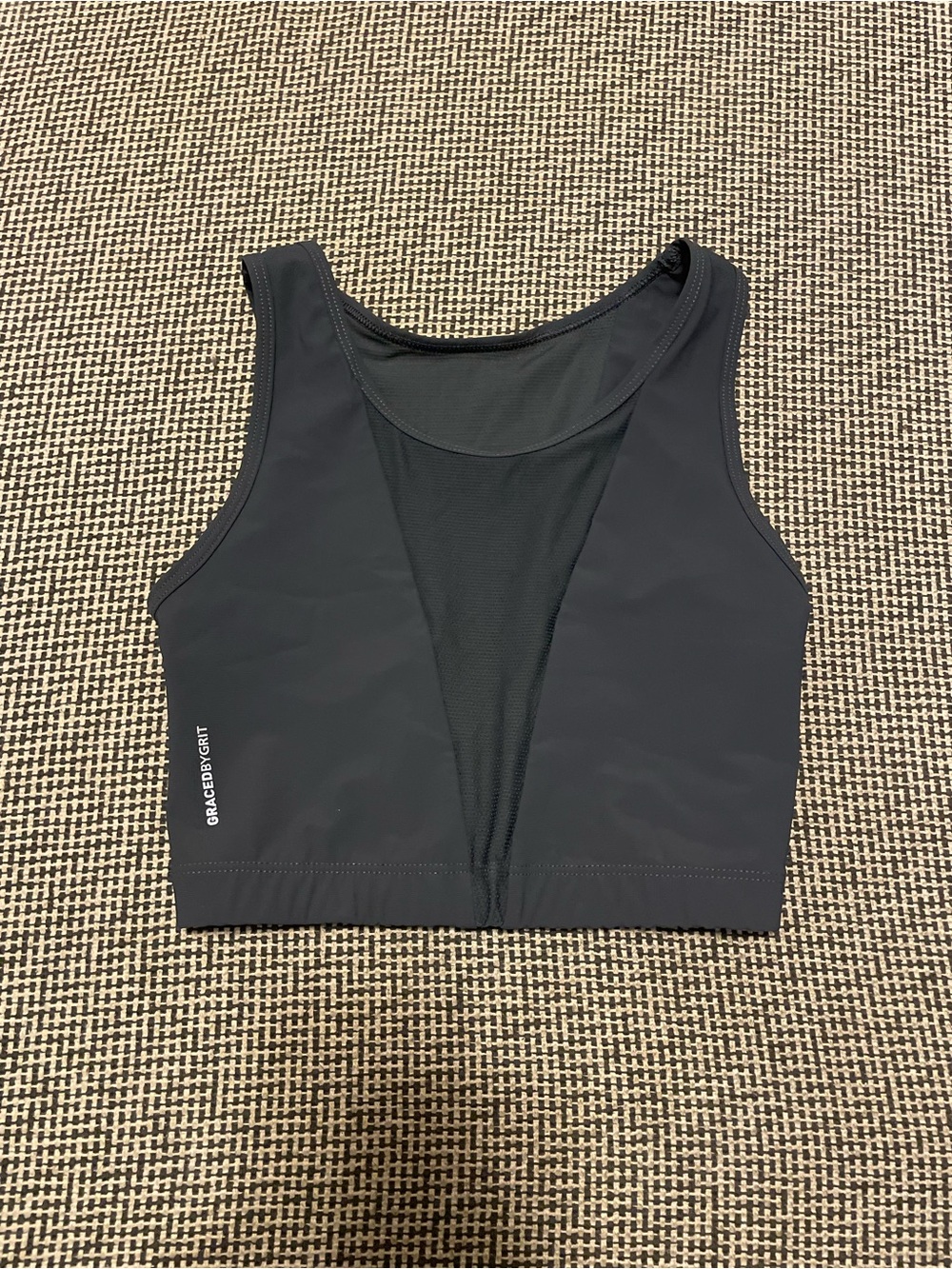 Graced By Grit Gray Mesh-Panel Sports Bra